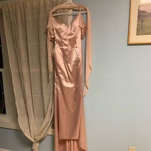 a blush pink prom dress comes with a thin shawl!